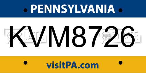 KVM8726 Pennsylvania License Plate