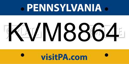 KVM8864 Pennsylvania License Plate