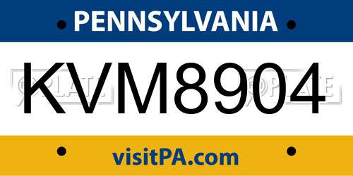 KVM8904 Pennsylvania License Plate