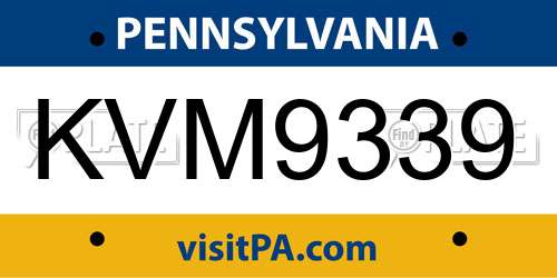 KVM9339 Pennsylvania License Plate