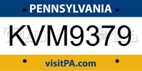 KVM9379 Pennsylvania License Plate