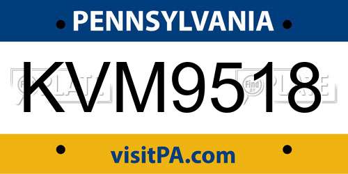 KVM9518 Pennsylvania License Plate