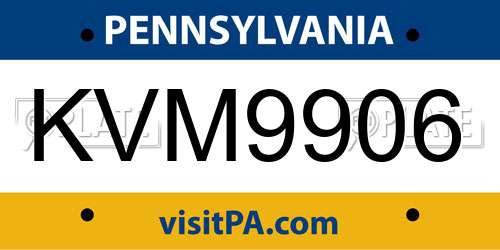 KVM9906 Pennsylvania License Plate