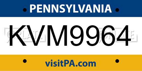 KVM9964 Pennsylvania License Plate