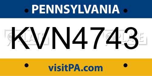 KVN4743 Pennsylvania License Plate