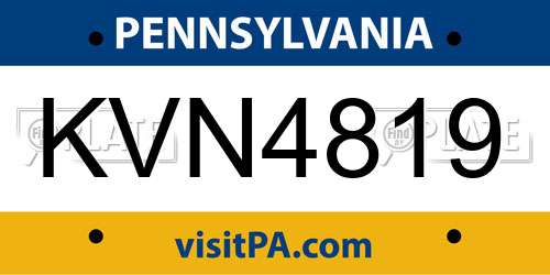 KVN4819 Pennsylvania License Plate