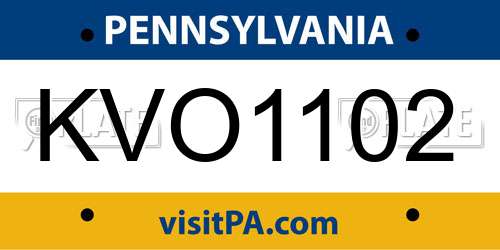 KVO1102 Pennsylvania License Plate