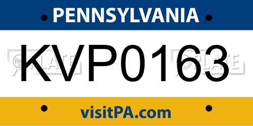 KVP0163 Pennsylvania License Plate