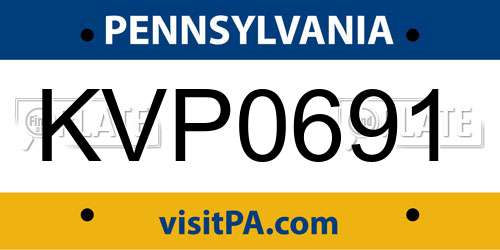 KVP0691 Pennsylvania License Plate