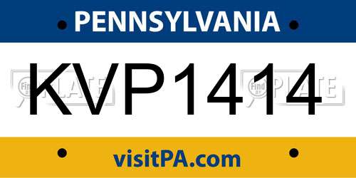 KVP1414 Pennsylvania License Plate