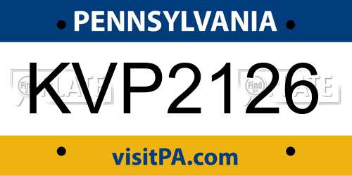 KVP2126 Pennsylvania License Plate