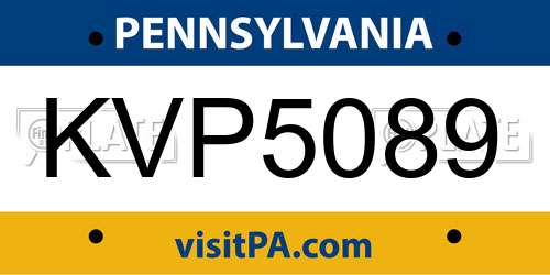 KVP5089 Pennsylvania License Plate