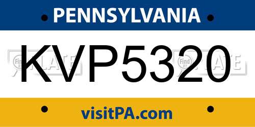 KVP5320 Pennsylvania License Plate
