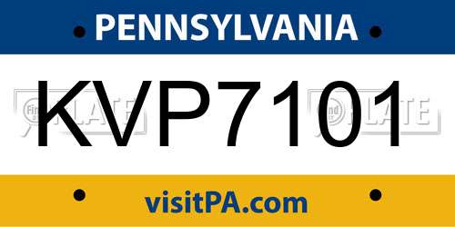 KVP7101 Pennsylvania License Plate