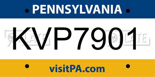 KVP7901 Pennsylvania License Plate