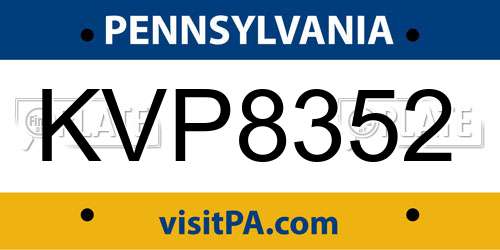 KVP8352 Pennsylvania License Plate