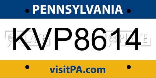 KVP8614 Pennsylvania License Plate
