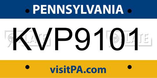 KVP9101 Pennsylvania License Plate