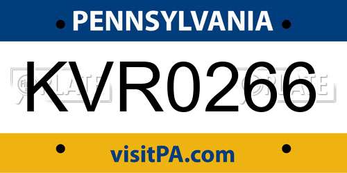 KVR0266 Pennsylvania License Plate
