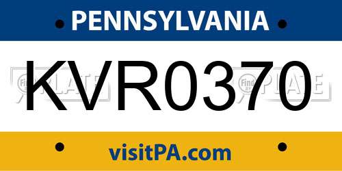 KVR0370 Pennsylvania License Plate
