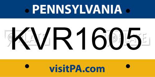 KVR1605 Pennsylvania License Plate
