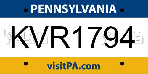 KVR1794 Pennsylvania License Plate