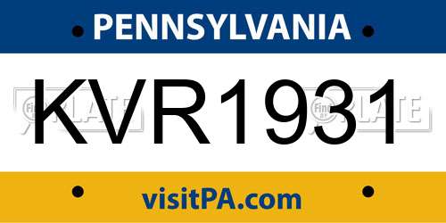 KVR1931 Pennsylvania License Plate