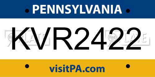 KVR2422 Pennsylvania License Plate