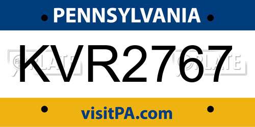 KVR2767 Pennsylvania License Plate