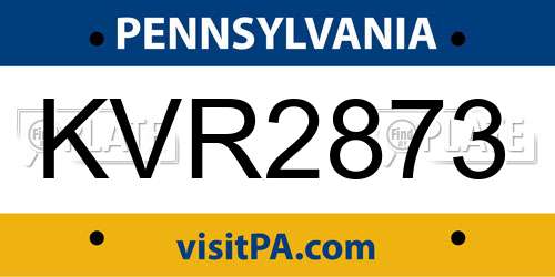 KVR2873 Pennsylvania License Plate
