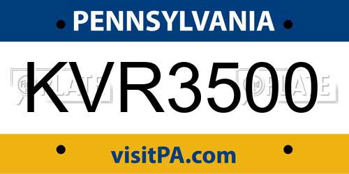 KVR3500 Pennsylvania License Plate