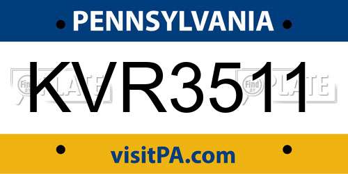 KVR3511 Pennsylvania License Plate