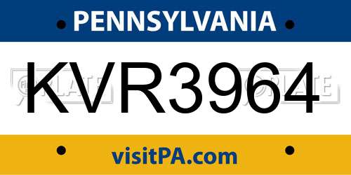 KVR3964 Pennsylvania License Plate