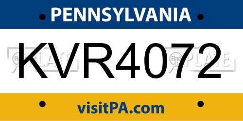 KVR4072 Pennsylvania License Plate