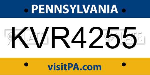 KVR4255 Pennsylvania License Plate
