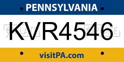 KVR4546 Pennsylvania License Plate