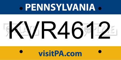 KVR4612 Pennsylvania License Plate