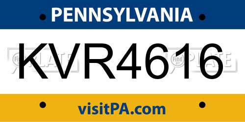 KVR4616 Pennsylvania License Plate