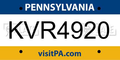 KVR4920 Pennsylvania License Plate