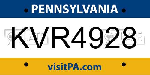KVR4928 Pennsylvania License Plate