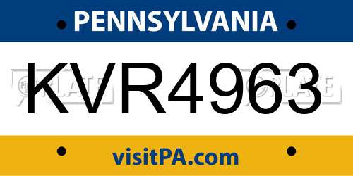 KVR4963 Pennsylvania License Plate