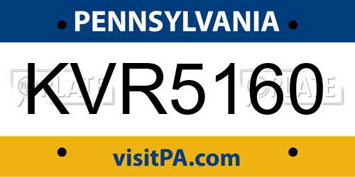 KVR5160 Pennsylvania License Plate