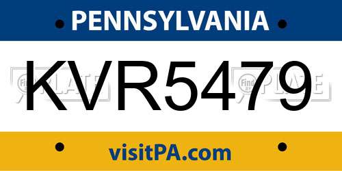 KVR5479 Pennsylvania License Plate