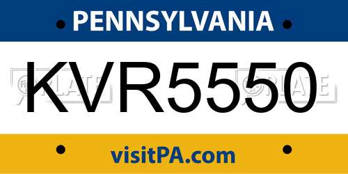 KVR5550 Pennsylvania License Plate