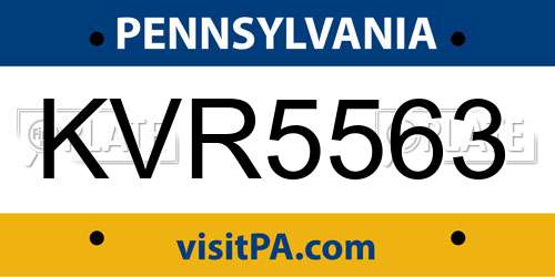 KVR5563 Pennsylvania License Plate