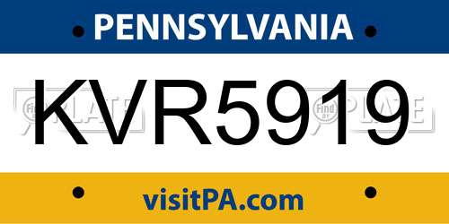 KVR5919 Pennsylvania License Plate