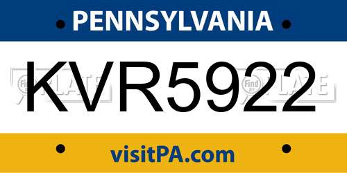 KVR5922 Pennsylvania License Plate