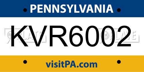 KVR6002 Pennsylvania License Plate