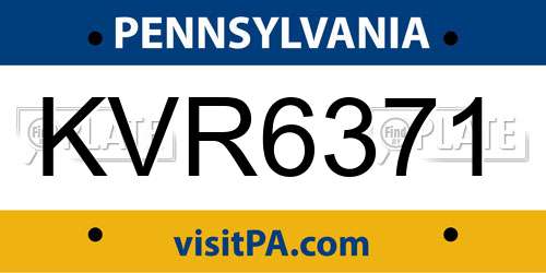 KVR6371 Pennsylvania License Plate