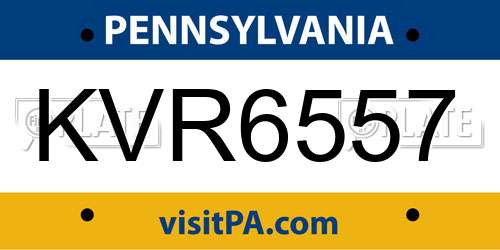 KVR6557 Pennsylvania License Plate